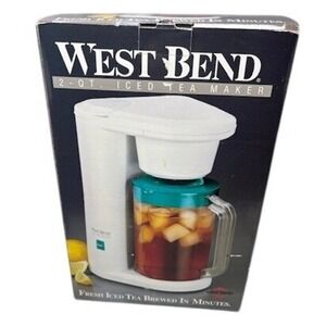 Vtg West Bend 2-Quart Iced Tea Maker White Teal Model 6050 New in Box